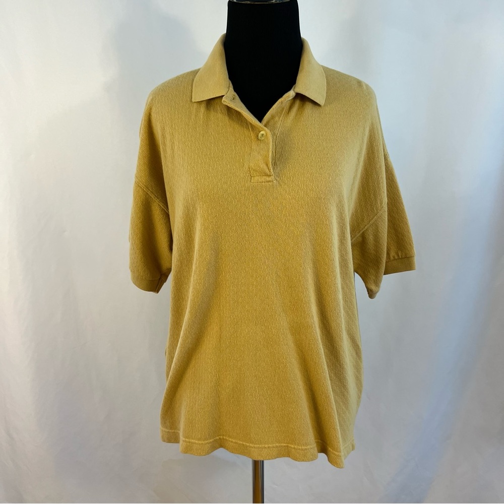 EP Pro Women’s Large L collared Golf Tennis Shirt Top Yellow Textured Vintage